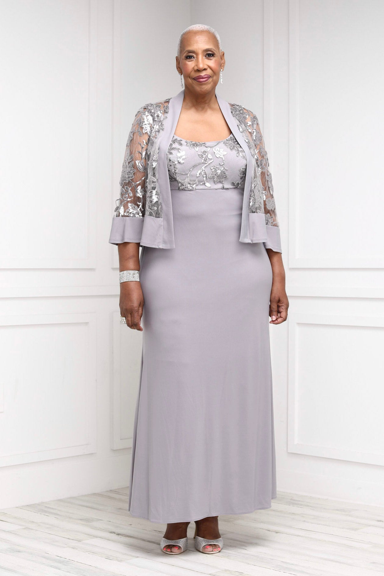 Ru0026M Richards Plus Size Women Piece Sequin Lace Jacket Long Dress | Rm  Richards Gowns | suturasonline.com.br