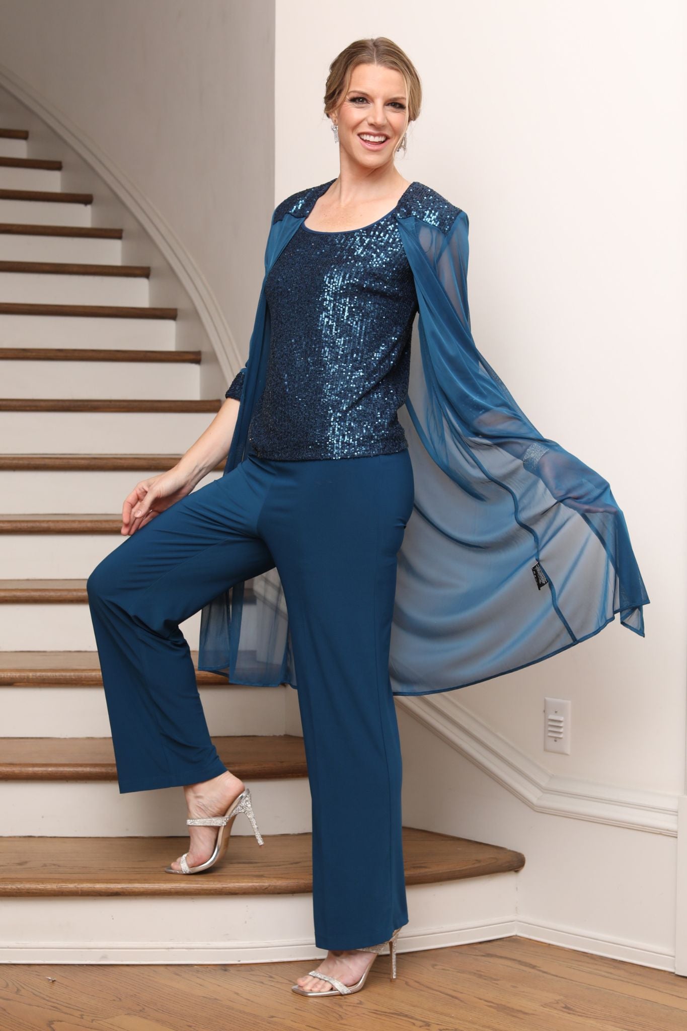 Blue sequin pantsuit hotsell