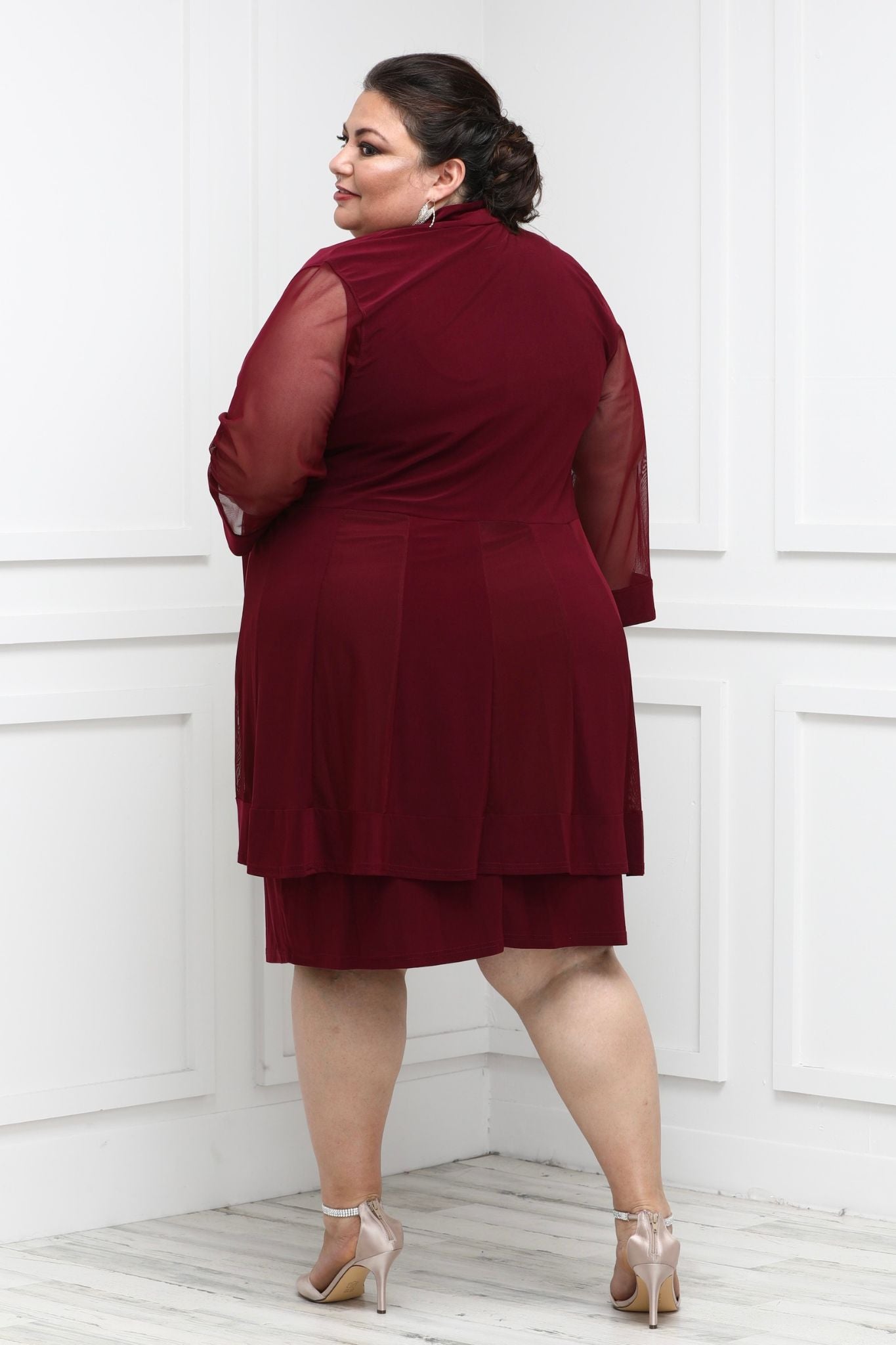 Buy Maroon European Crepe Round Short Asymmetric Dress For Women by  Chillosophy Online at Aza Fashions.
