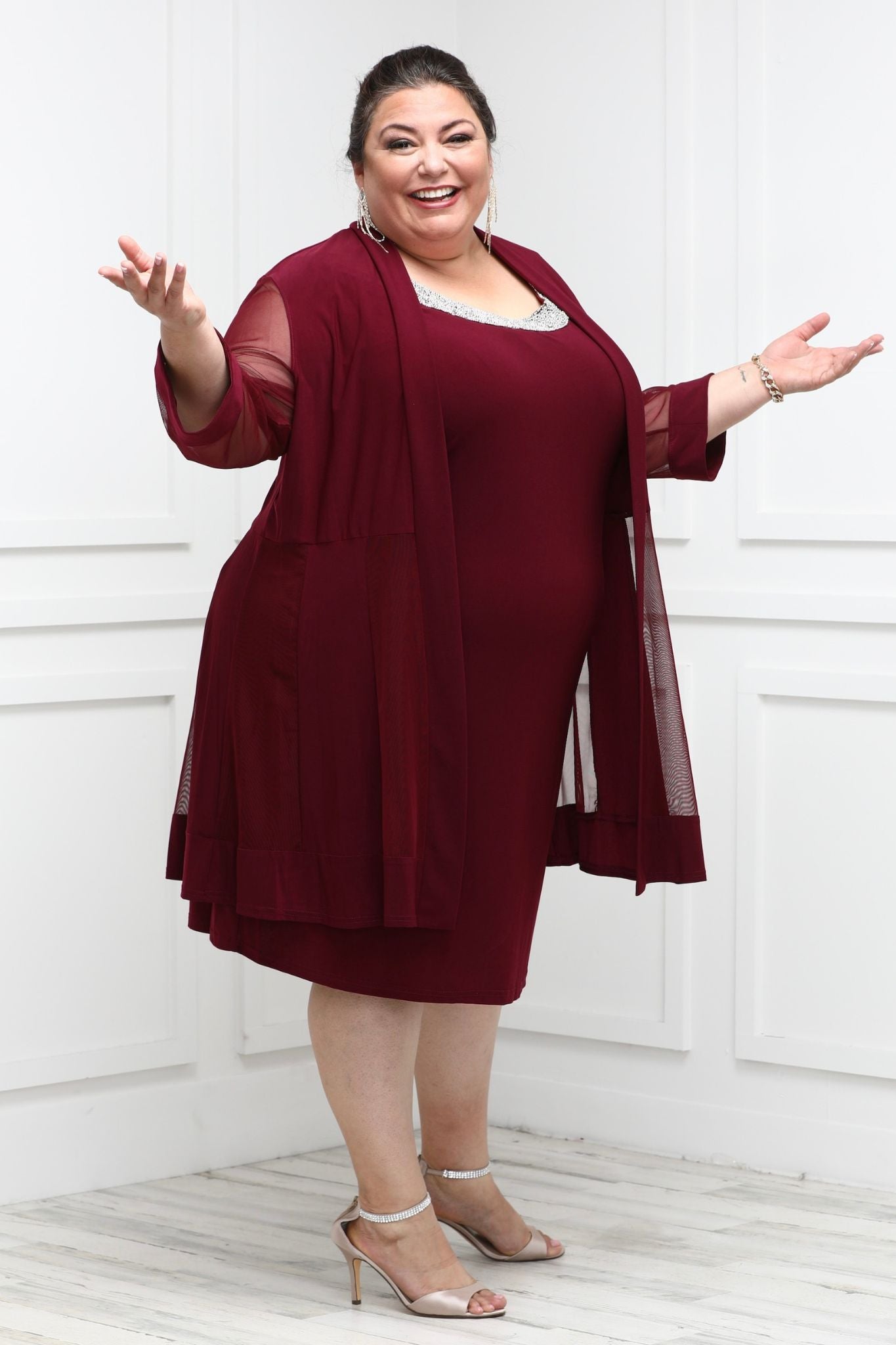 Plus size red sales jacket dress