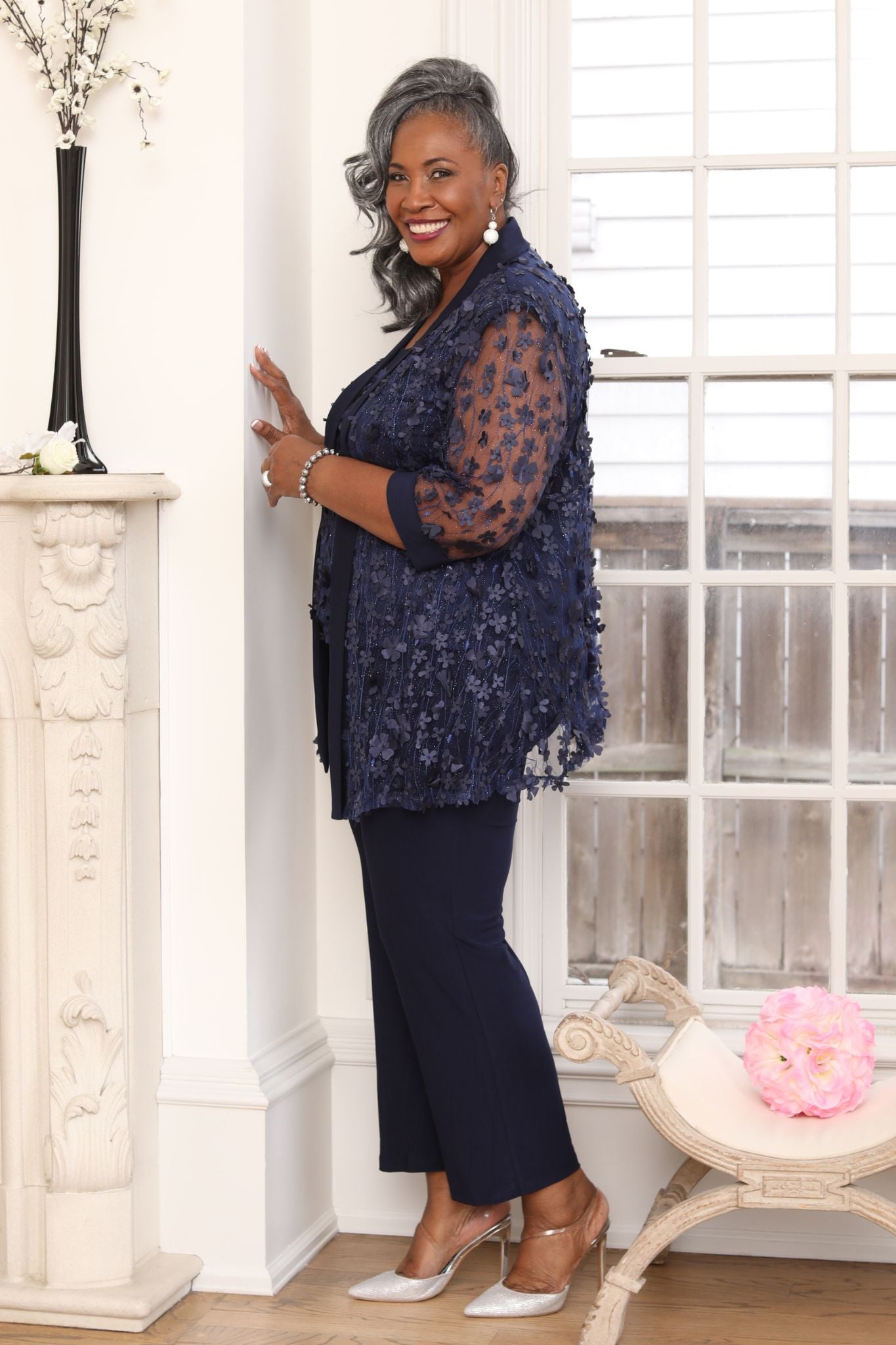 Plus size navy outlet suit