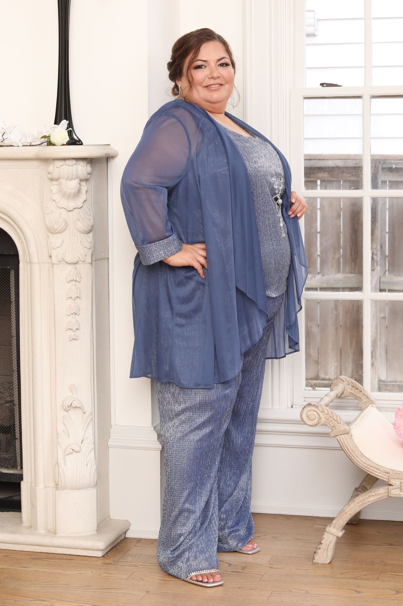 Plus size sale denim pant suits