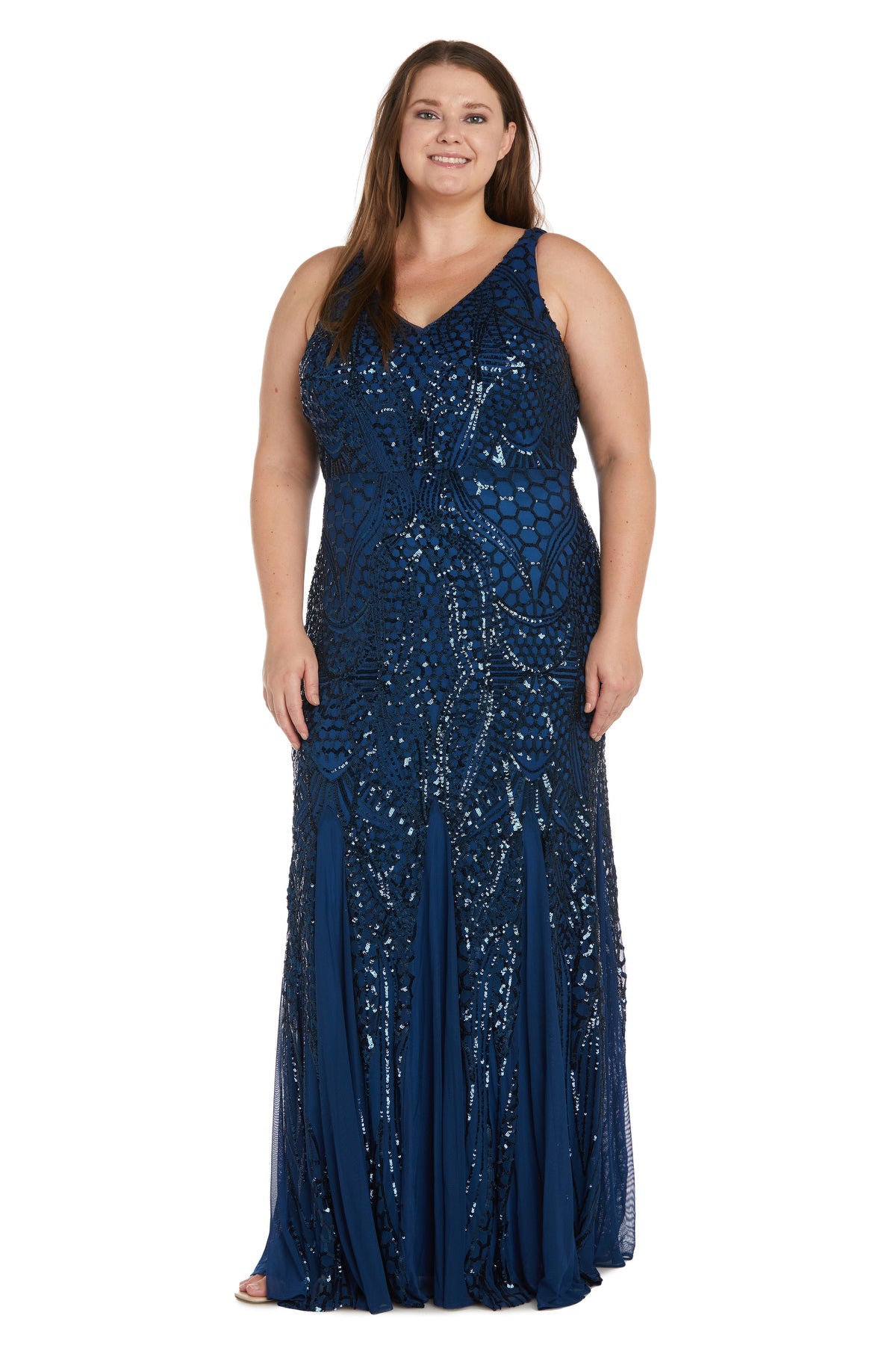 Plus Size Sleeveless Sequin Embellished Evening Gown