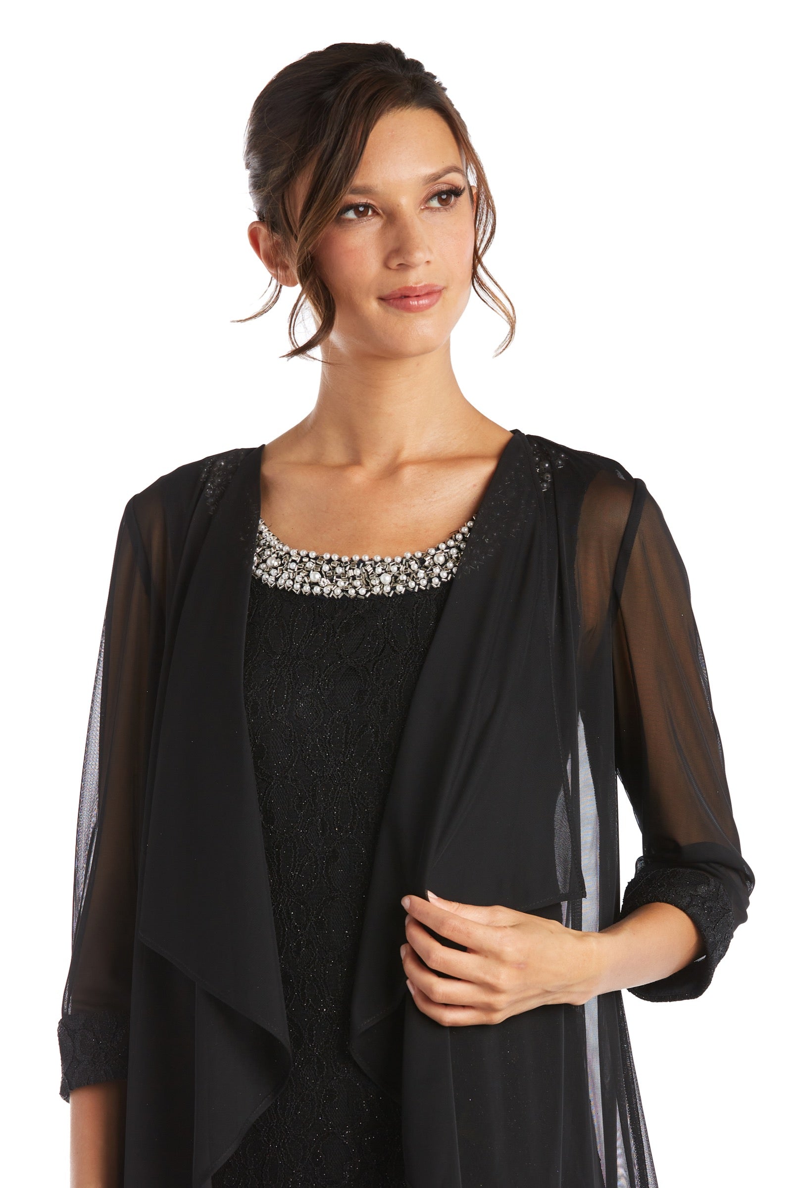 Sheer black jacket for evening dress sale