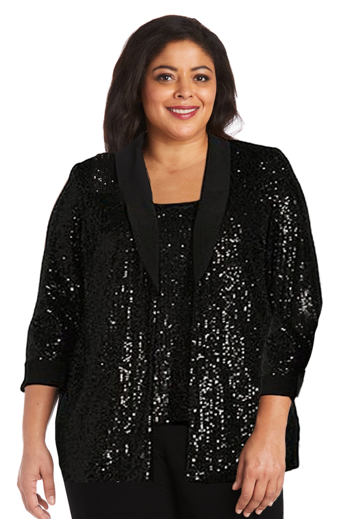 Shop Women Plus Size Sequin Beaded Jacket and PantSuit