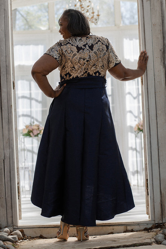 Women Long Beaded Sheer Wrap Gown- Mother of the Bride Dress – SleekTrends