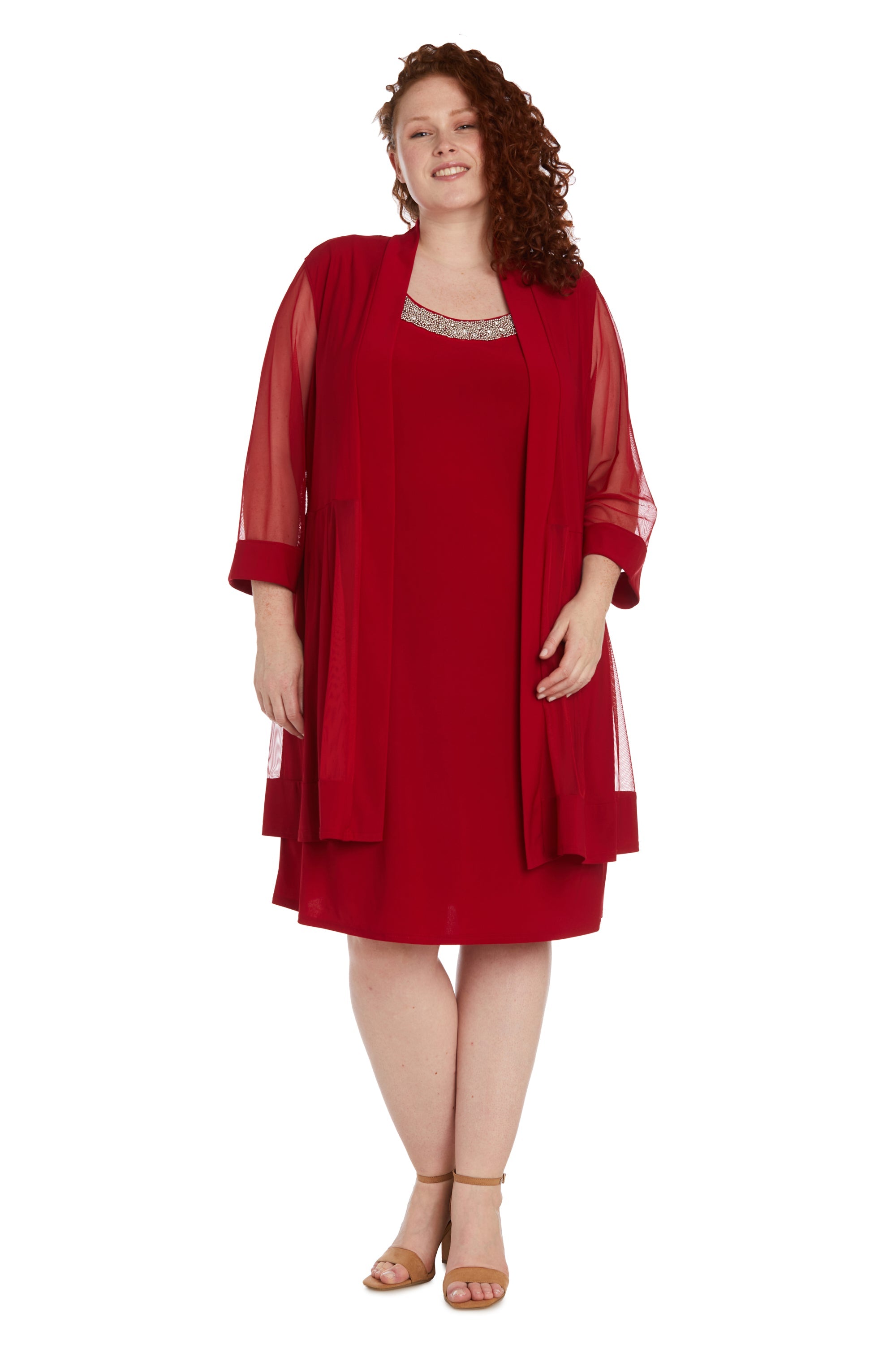 Plus size 2025 red jacket dress