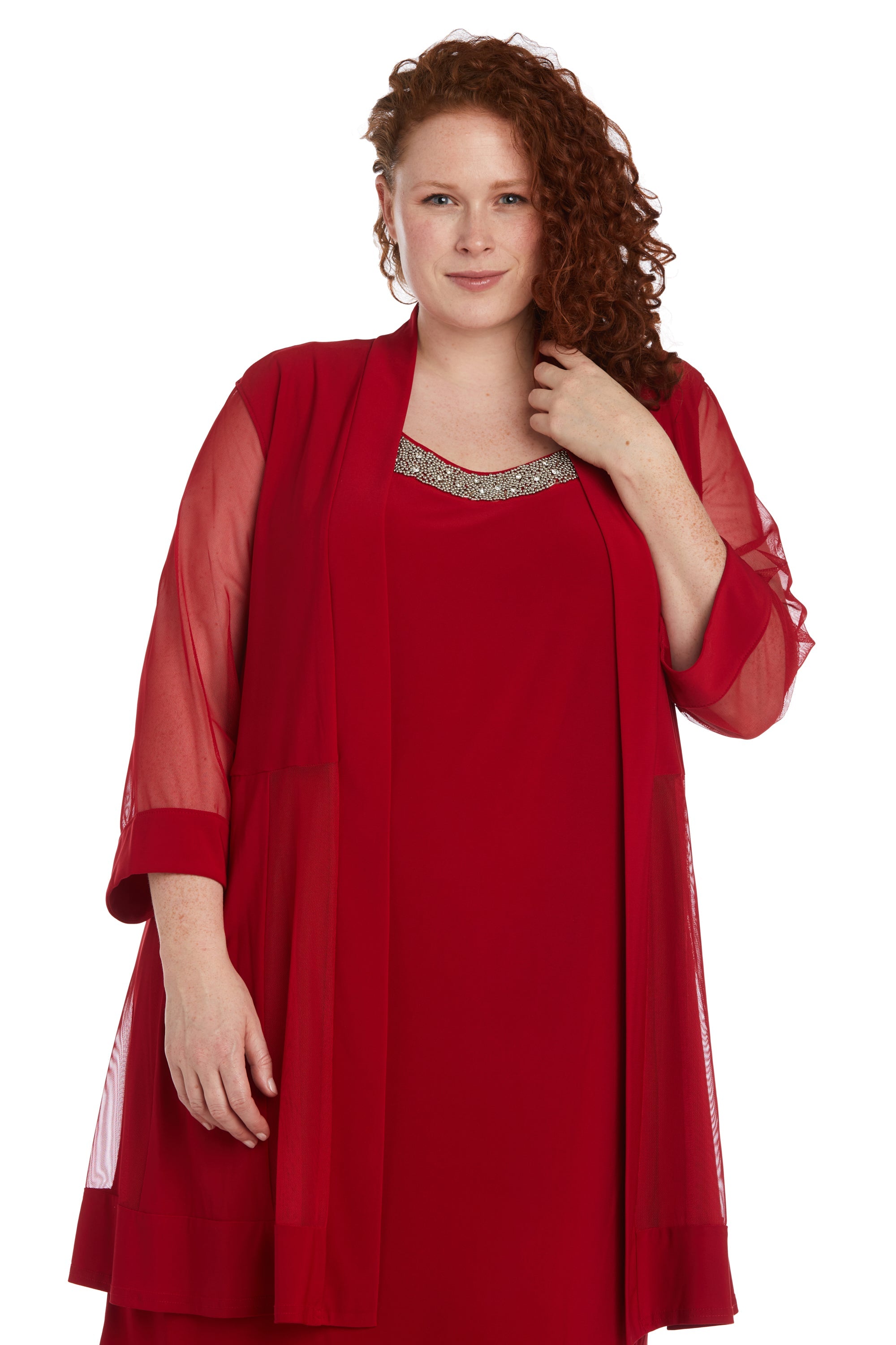 Plus size 2025 red jacket dress