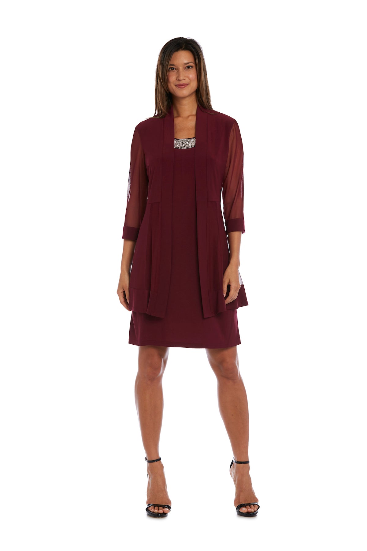 Maroon dress hot sale with jacket