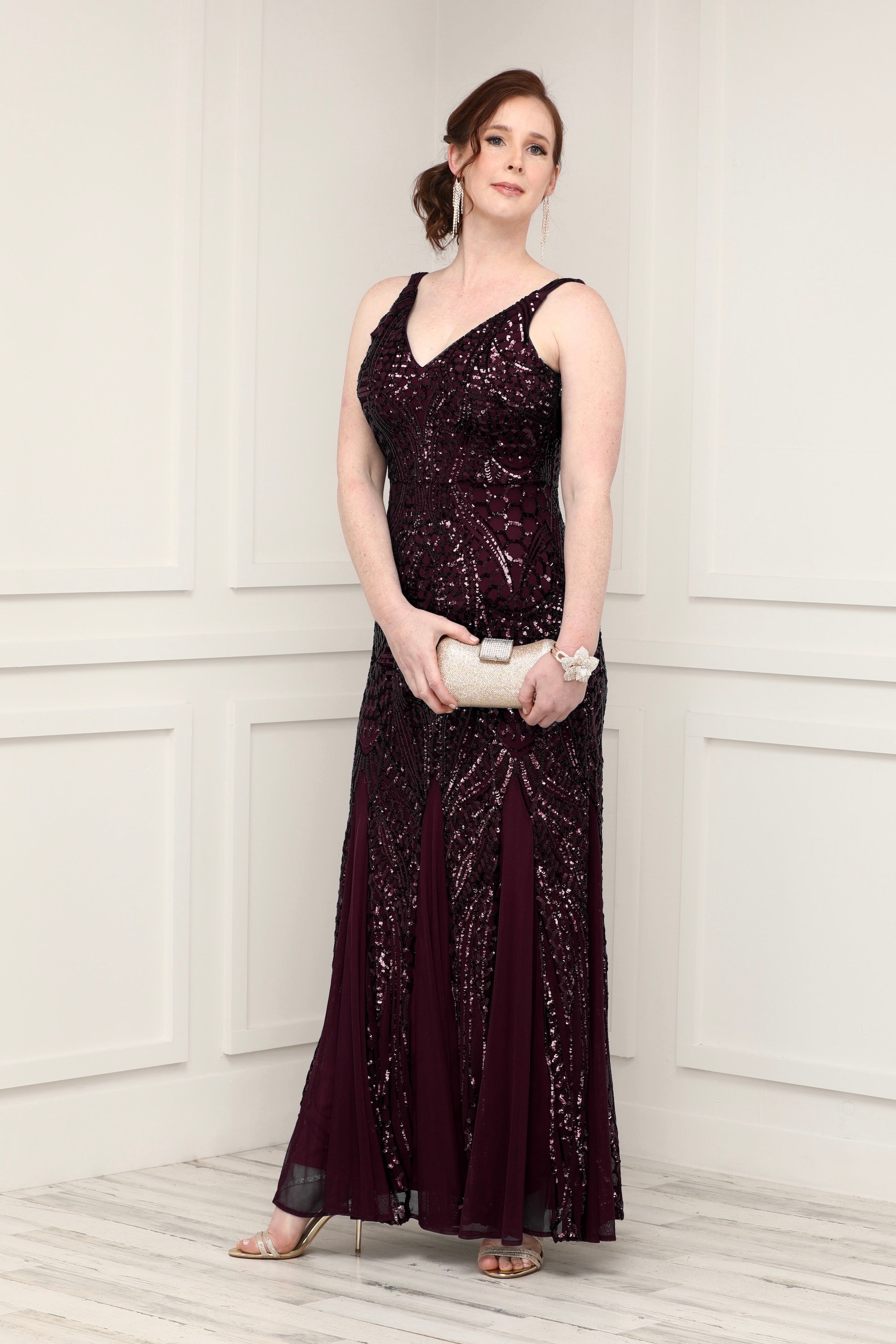 Nightway sequined gown sale