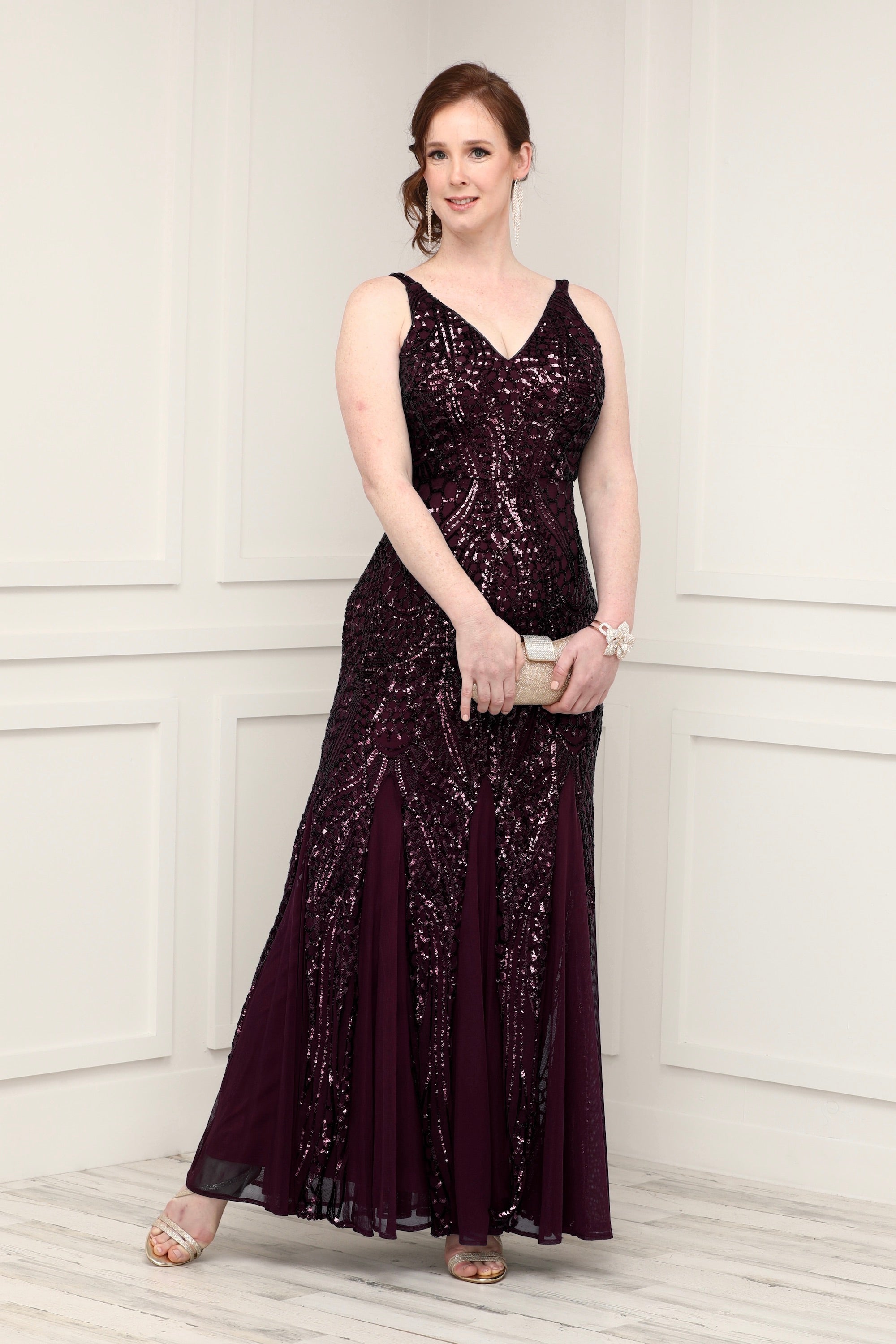 Nightway sequined sale gown