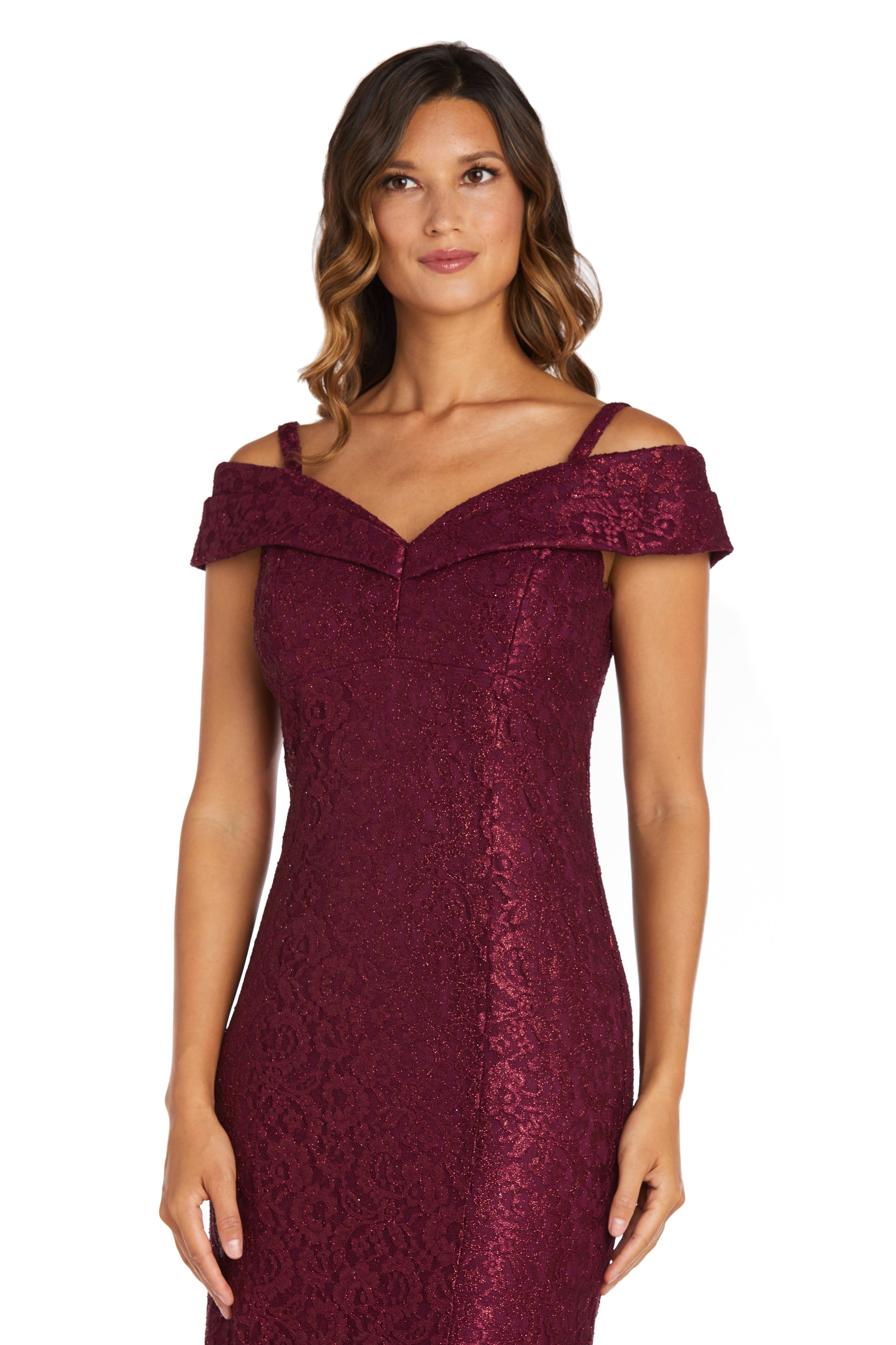 Buy Petite R&M Richards Women's Off-The-Shoulder Lace Gown