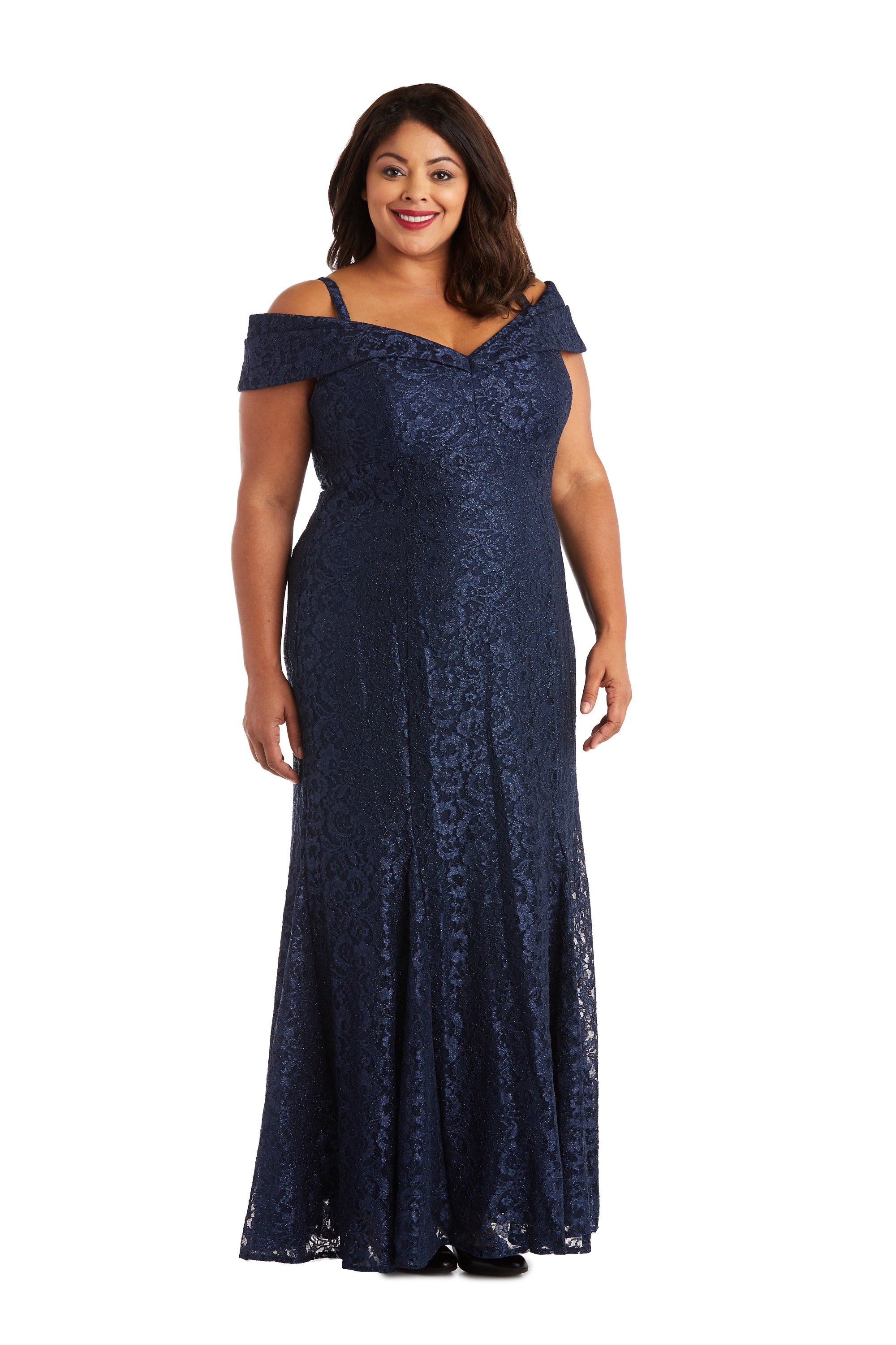 Plus Size R&M Richards Women's Off-The-Shoulder Lace Gown - Mother of the  Bride Dress