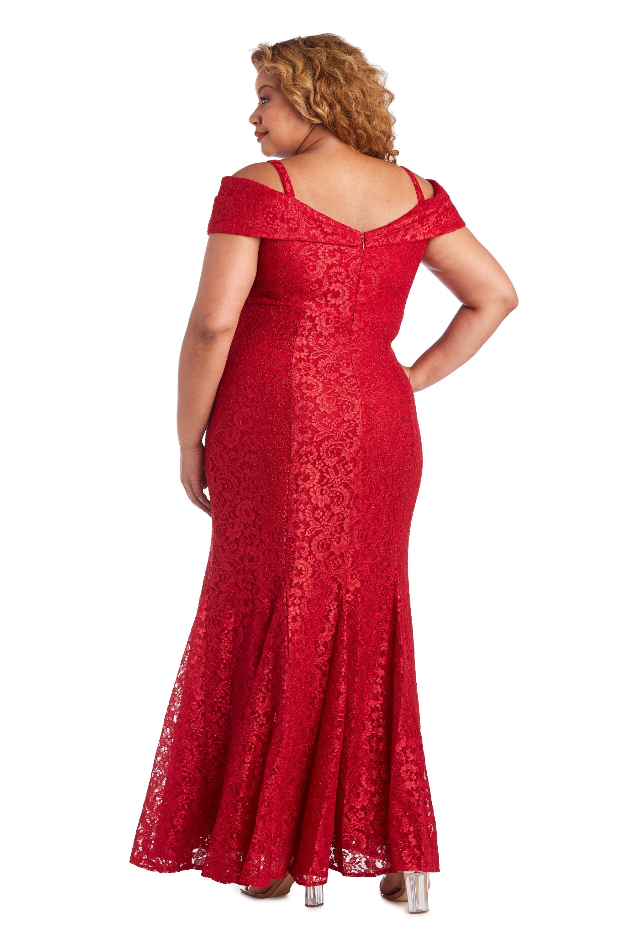 Plus Size R&M Richards Women's Off-The-Shoulder Lace Gown - Mother of the  Bride Dress