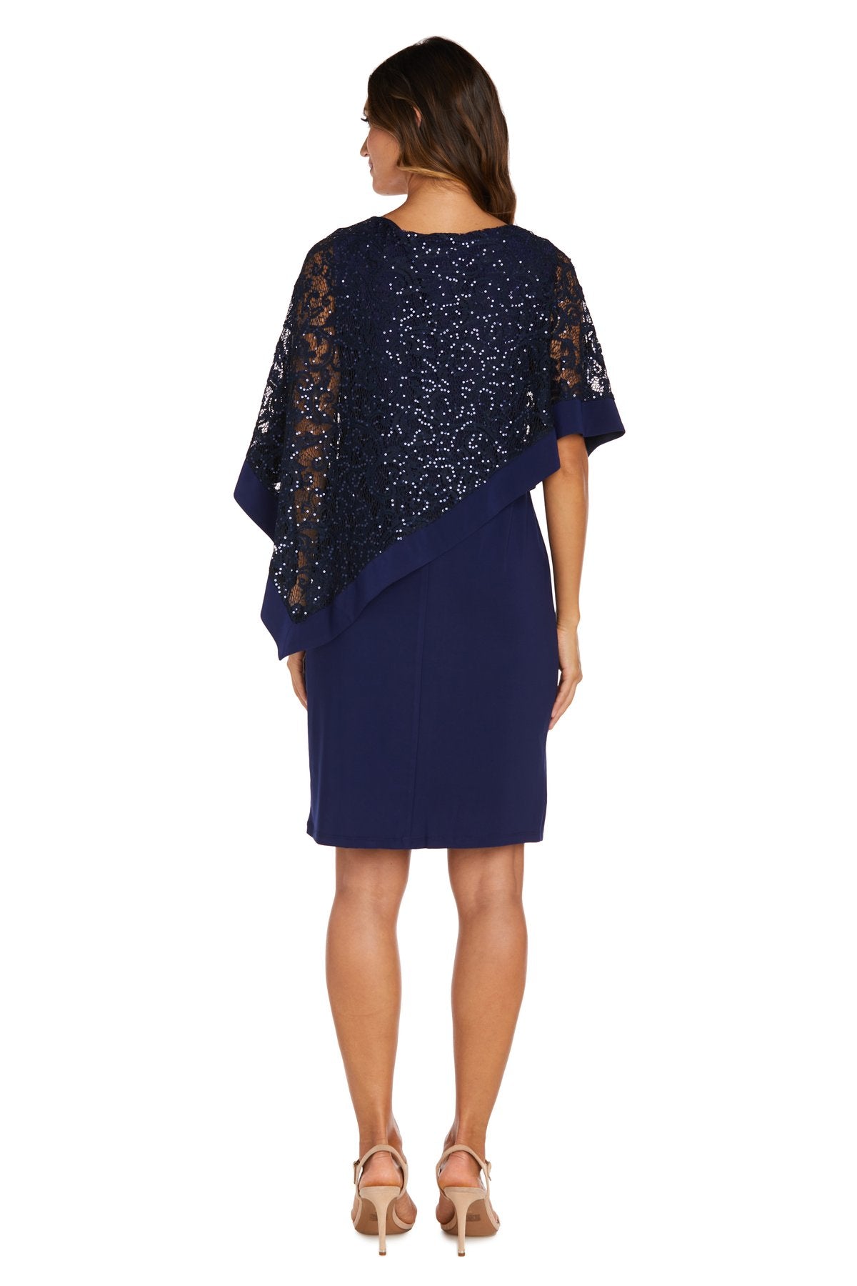 R&M Richard's Petite Women's Draped Sequin Lace Poncho Party Dress -  Cocktail Dress