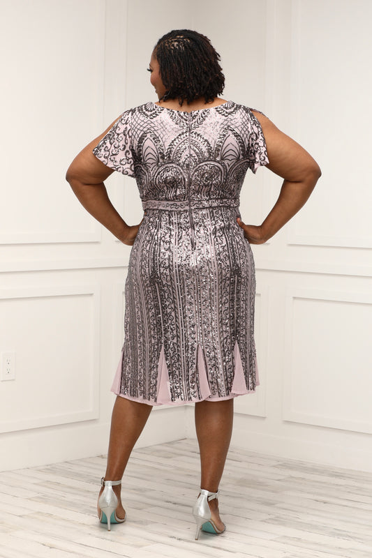 Women Plus Size Cape Dress with Rhinestone Neckline – SleekTrends