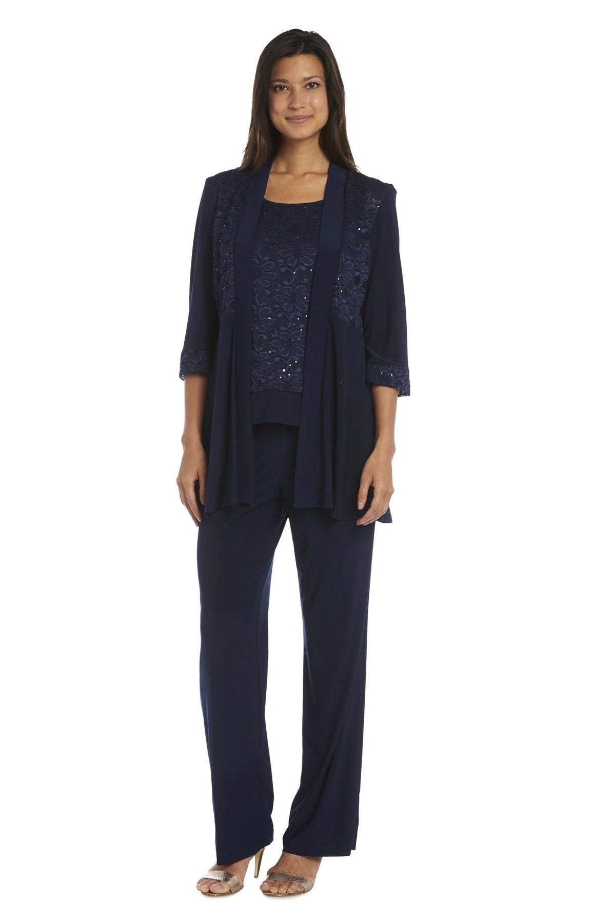 R&M Richards Women's Lace ITY 2 Piece Pant Suit - Mother of the bride outfit