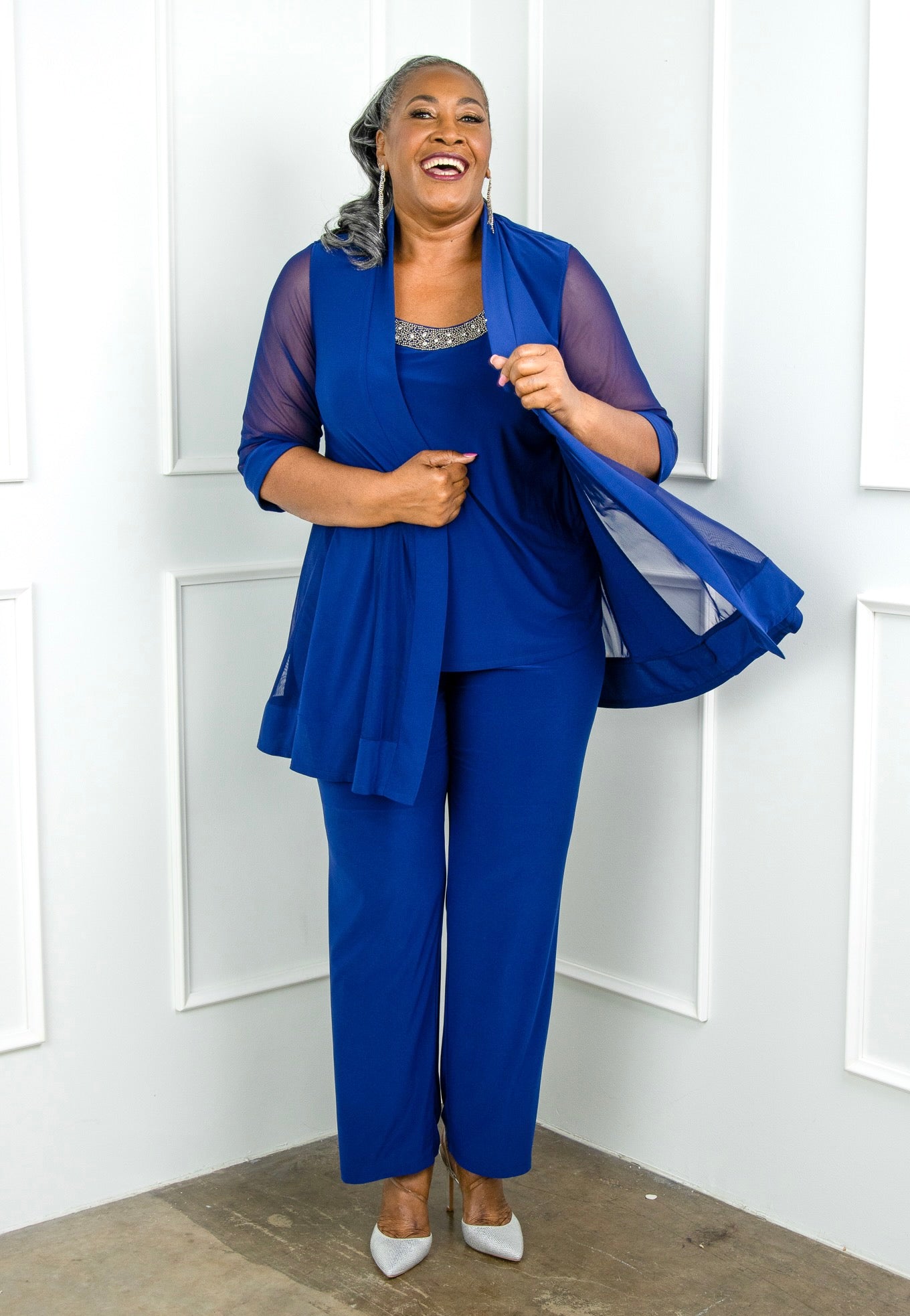 R & M Richards Plus Size Embellished Layered-Look Pantsuit - Macy's