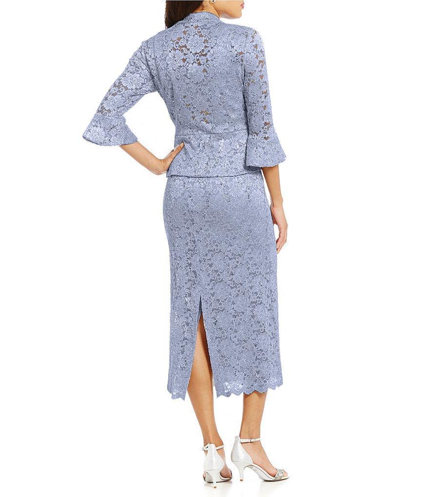 Women s Sequin Lace Midi Dress With Jacket Mother of The Bride Wedding Dresses