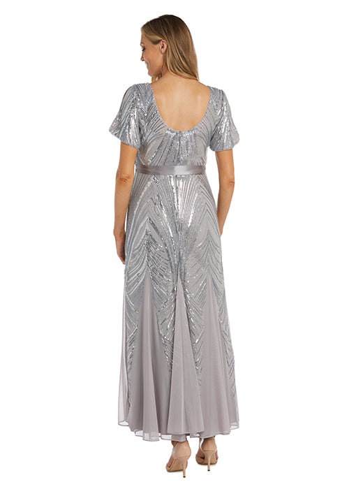 Silver glitter long sleeve 2024 waist panel shirt dress