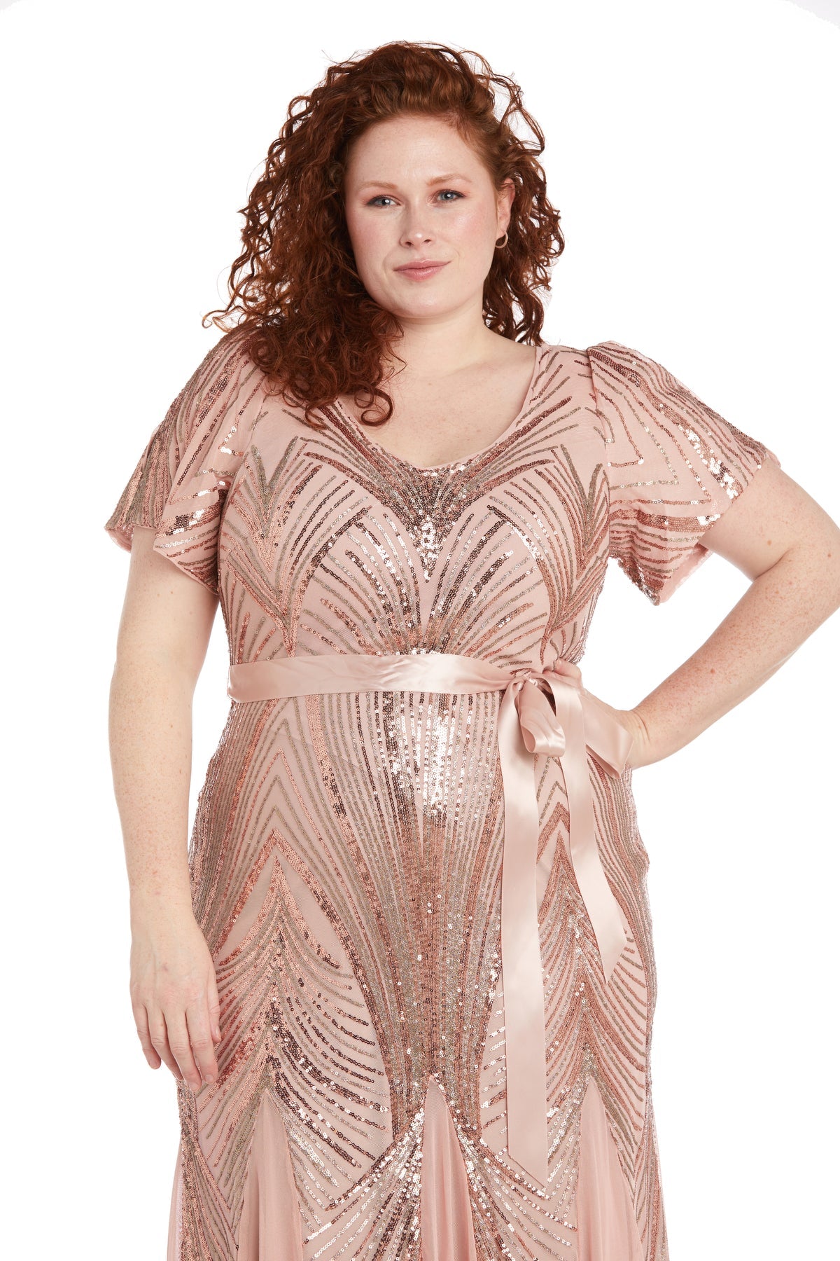 Plus size rose hot sale gold sequin dress