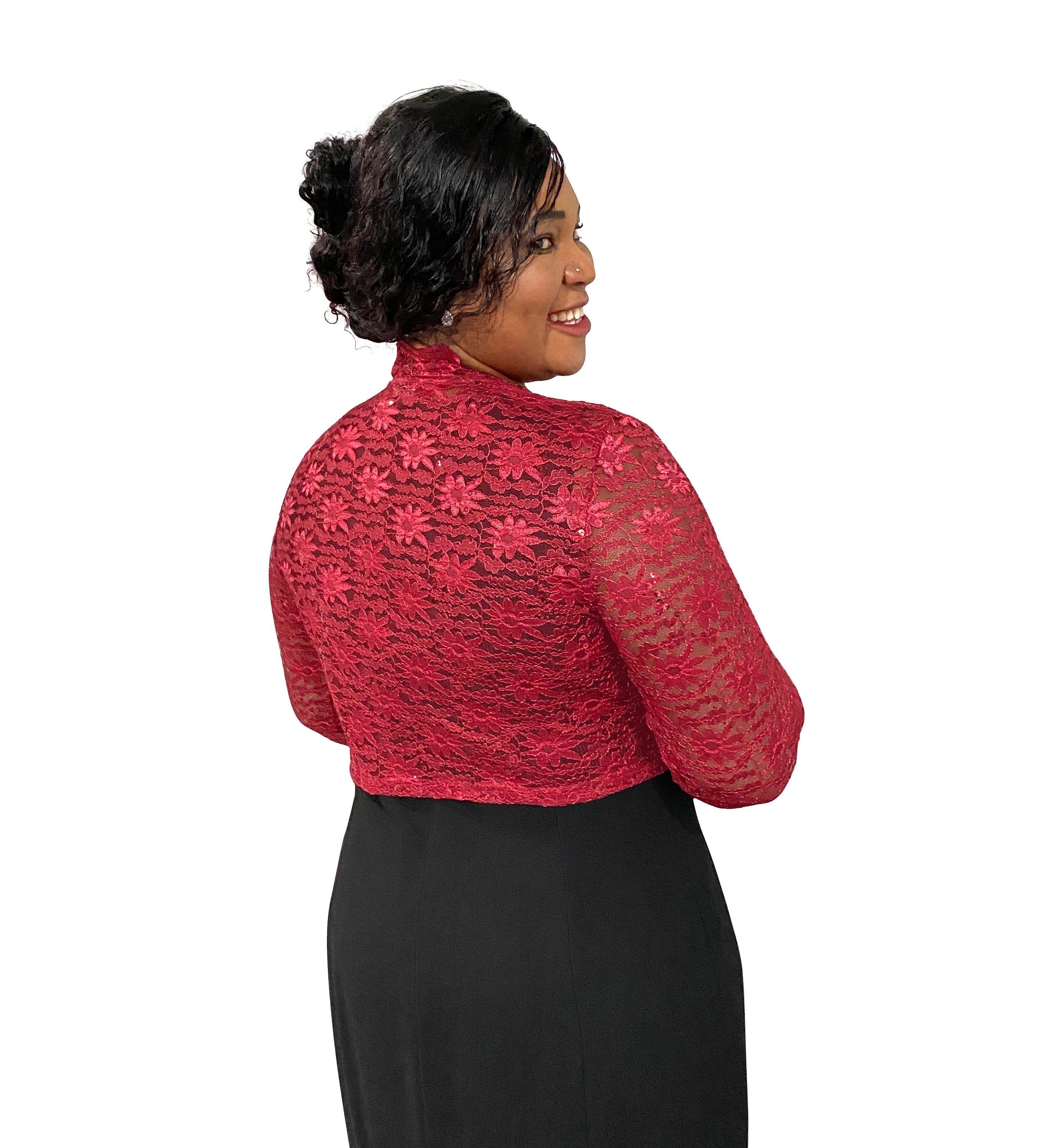 Red sequin clearance jacket plus size