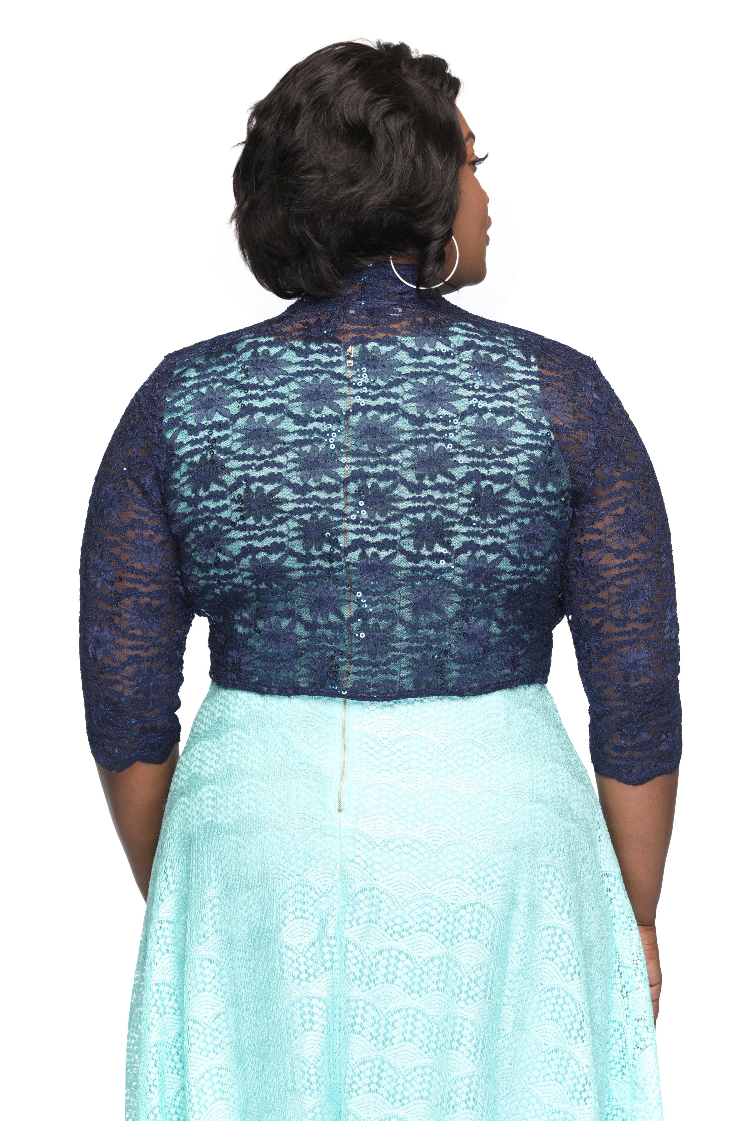 Navy lace jacket plus size best sale