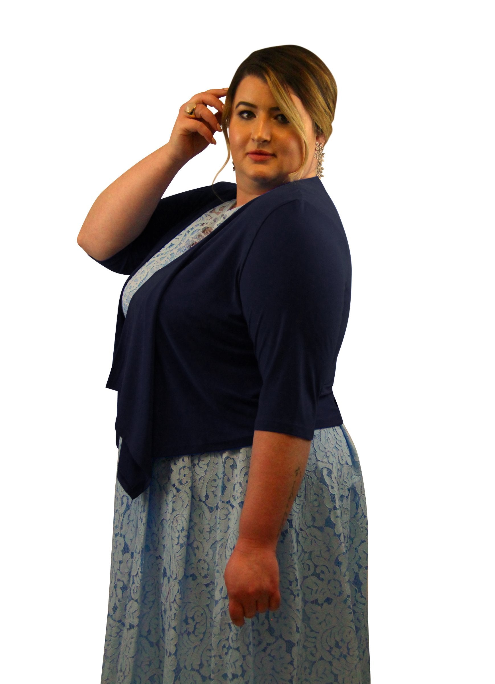 Navy shrug plus size hotsell