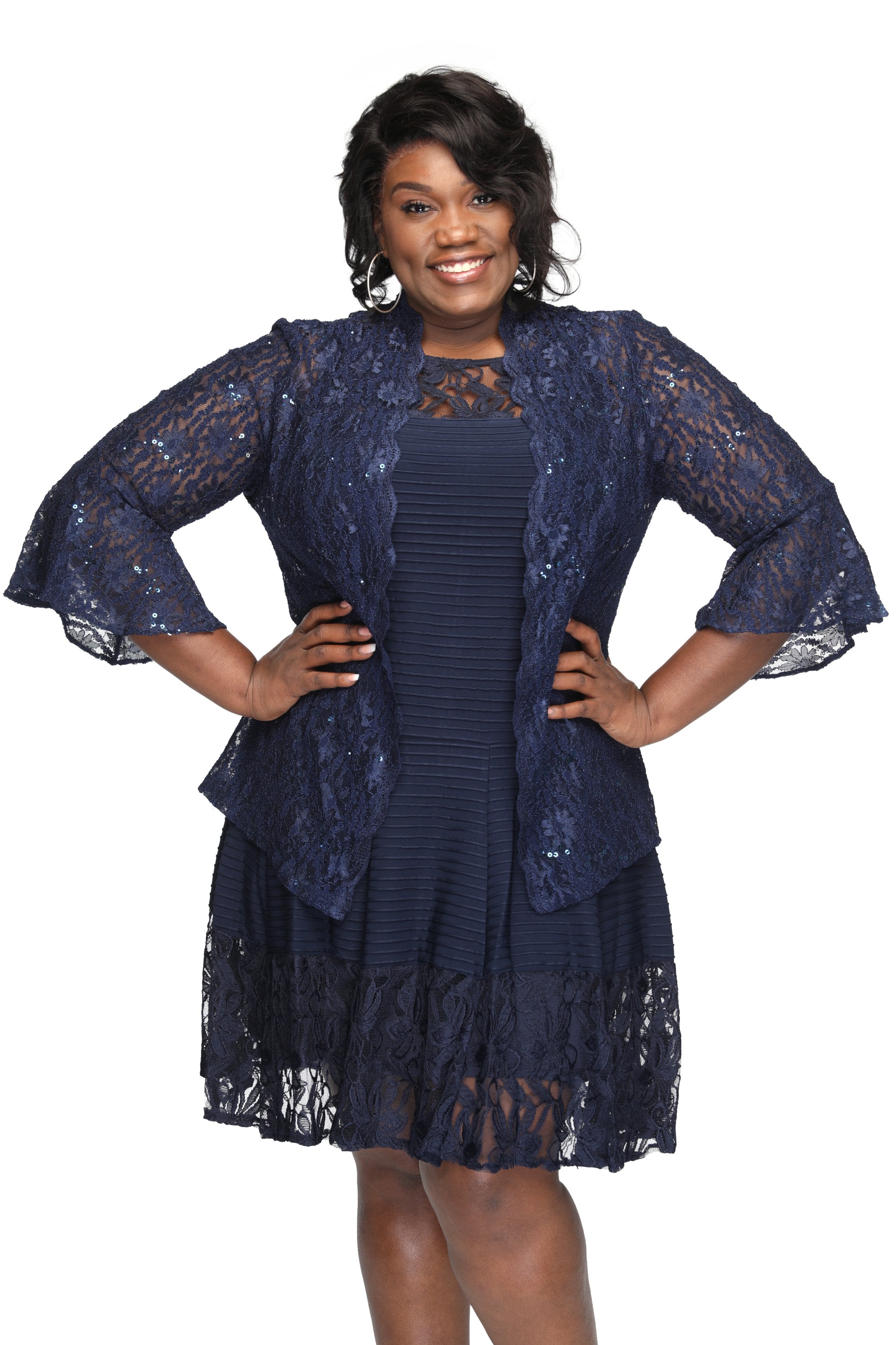 Navy blue lace on sale dress with jacket