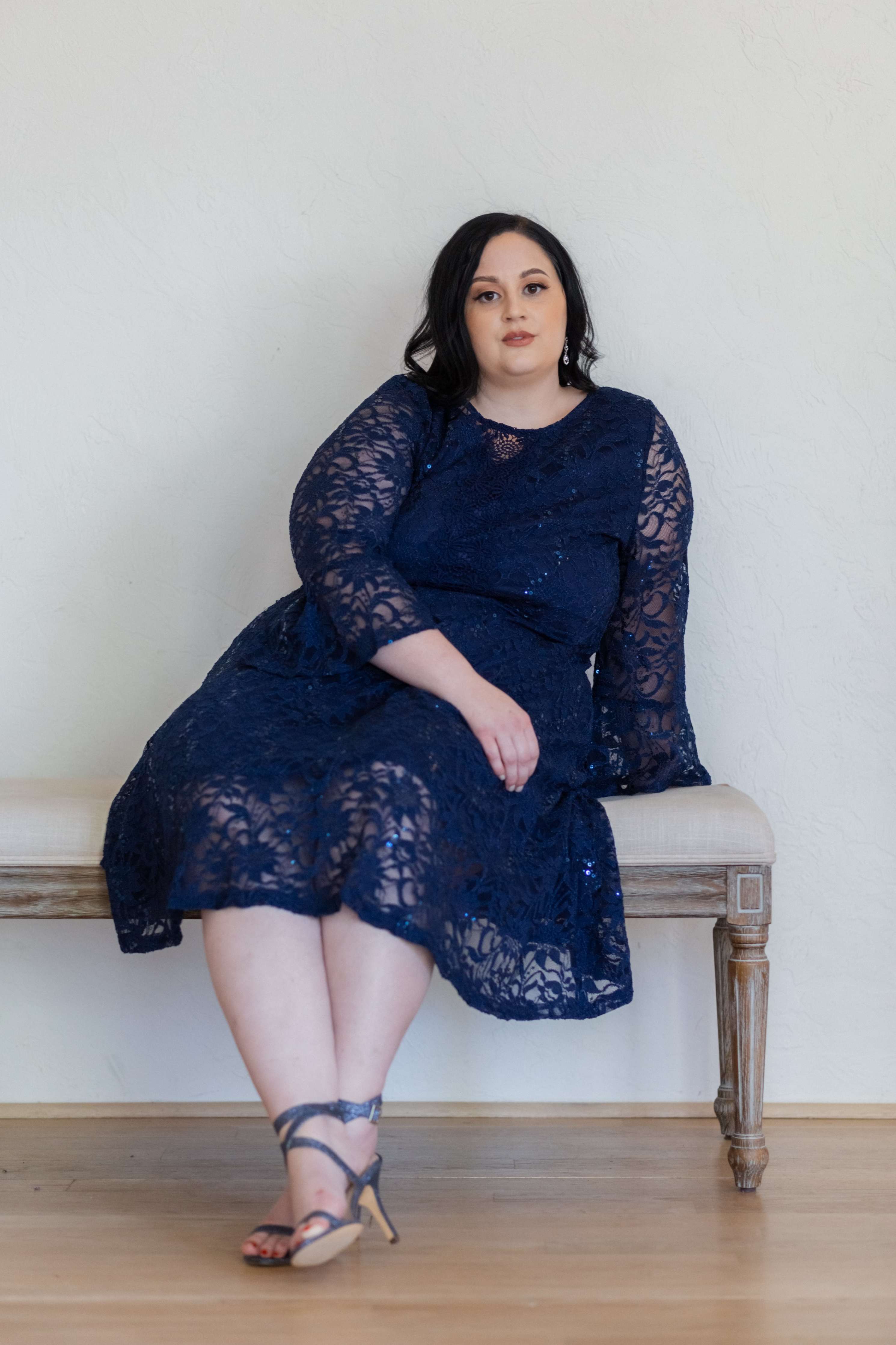 Navy blue sequin dress plus size hotsell